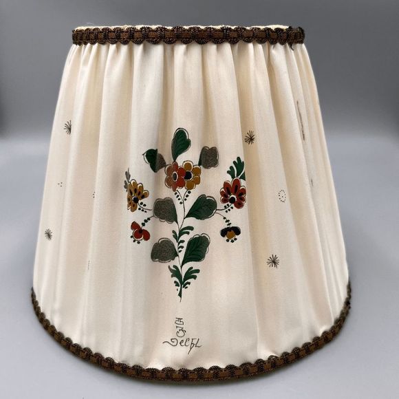 Rare Vintage Royal Delft Hand-Painted Silk Pleated Lamp Shade - Picture 7 of 11